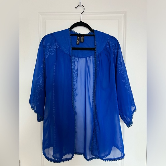 Sheer blue top with embroidery - Picture 1 of 4